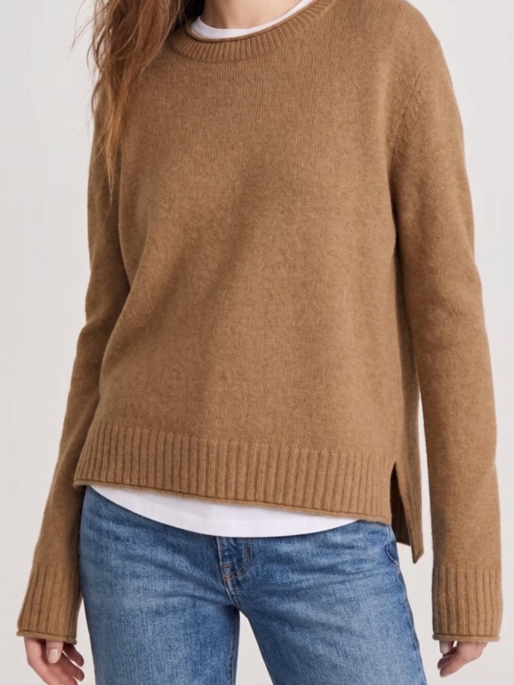 Jenni Kayne Everyday Sweater Size L Large Camel Brown Wool Cashmere Blend Read